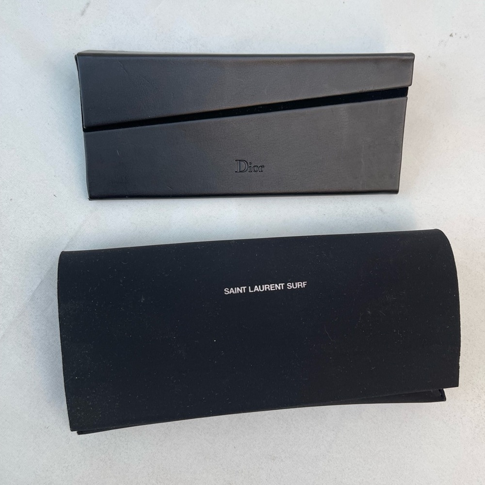 Lot Of 2 CHRISTIAN DIOR BLACK   SUNGLASSES CASE & Saint Laurent Surf Black  Case